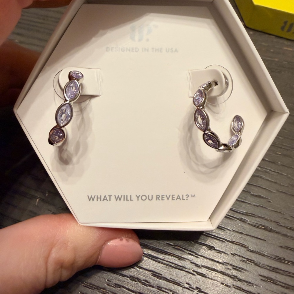 Chic Silver and Purple Leaf Earrings